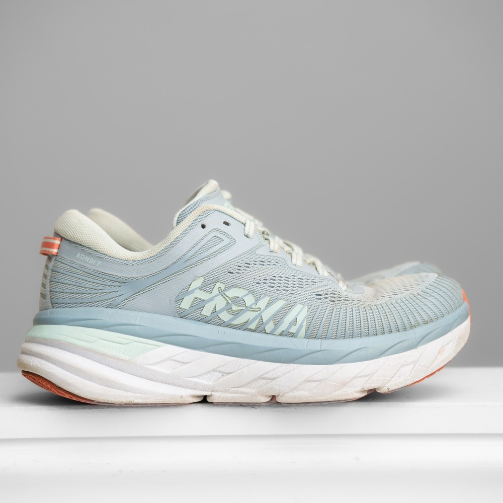 Hoka Bondi 7 Women's Sz 8 Blue Running Shoes Athleisure Comfort Gym Fitness